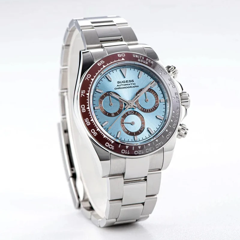 Sugess Panda Chronograph Uhrwerk Automatische Mechanische Chronograph Armbanduhr Wasserdicht Tauchen Männer Uhren Keramik Lünette Tona