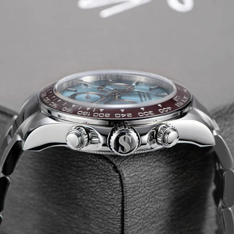 Sugess Panda Chronograph Uhrwerk Automatische Mechanische Chronograph Armbanduhr Wasserdicht Tauchen Männer Uhren Keramik Lünette Tona