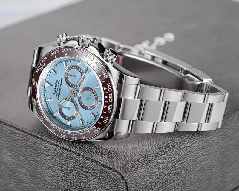 Sugess Panda Chronograph Uhrwerk Automatische Mechanische Chronograph Armbanduhr Wasserdicht Tauchen Männer Uhren Keramik Lünette Tona