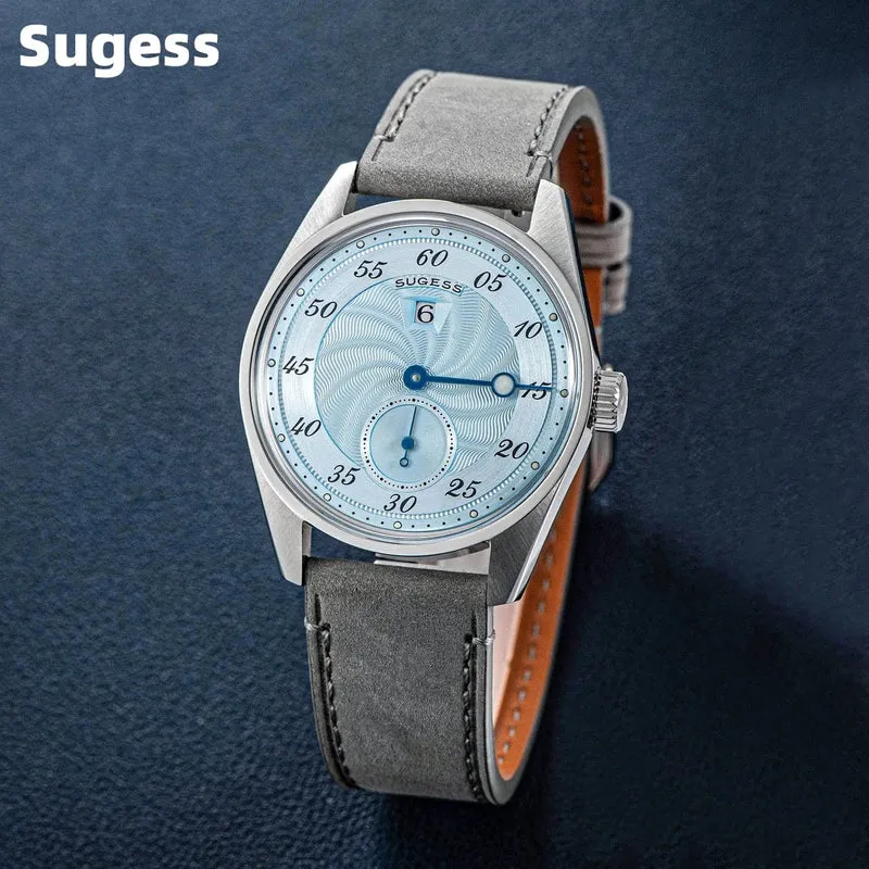 Sugess Herren-Armbanduhr, automatisch, mechanisch, ST1721-Uhrwerk, leuchtend, schlicht, modisch, wasserdicht, Glas, S451, Neu