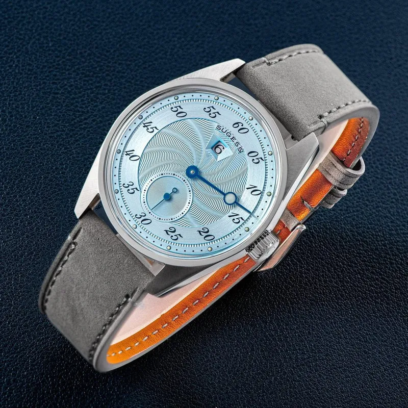 Sugess Herren-Armbanduhr, automatisch, mechanisch, ST1721-Uhrwerk, leuchtend, schlicht, modisch, wasserdicht, Glas, S451, Neu