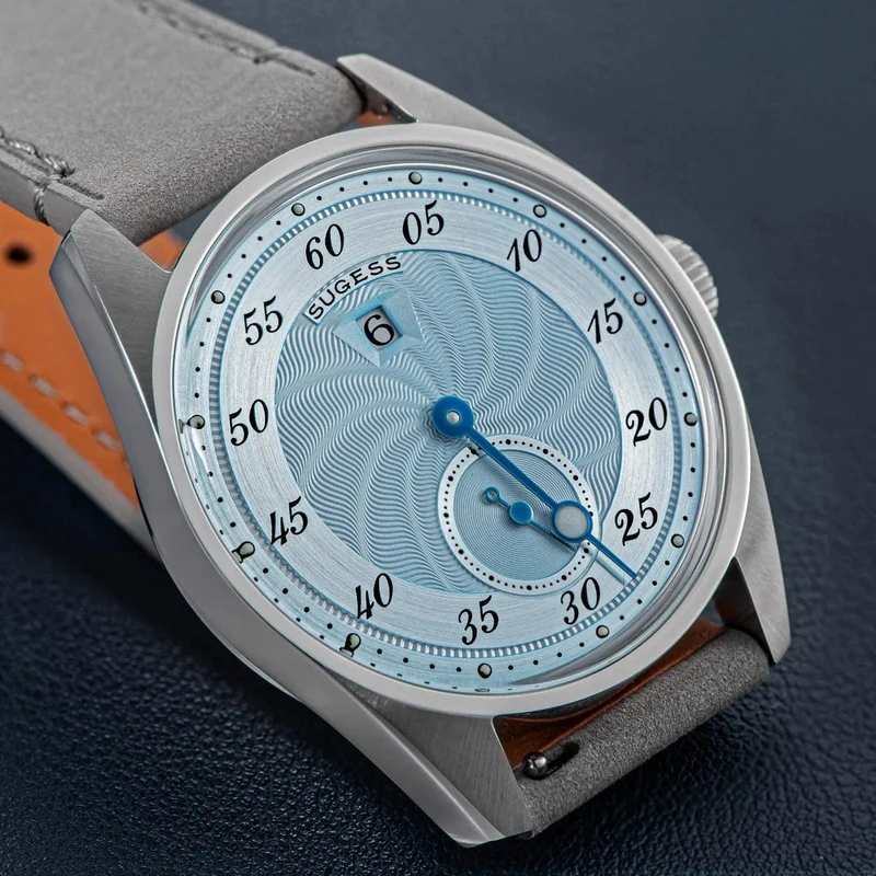 Sugess Herren-Armbanduhr, automatisch, mechanisch, ST1721-Uhrwerk, leuchtend, schlicht, modisch, wasserdicht, Glas, S451, Neu