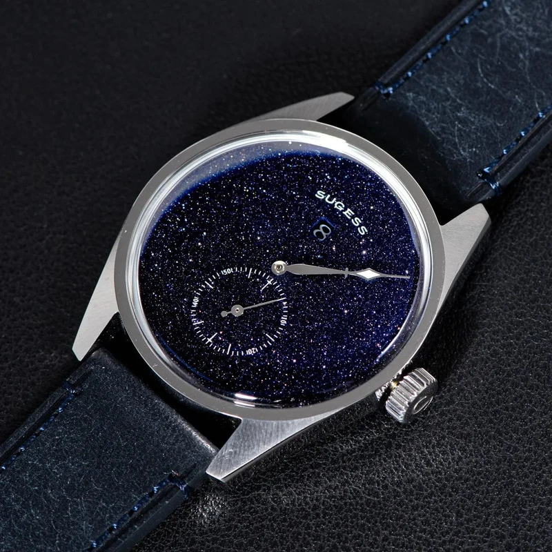 Sugess Herren-Armbanduhr, automatisch, mechanisch, ST1721-Uhrwerk, leuchtend, schlicht, modisch, wasserdicht, Glas, S451, Neu