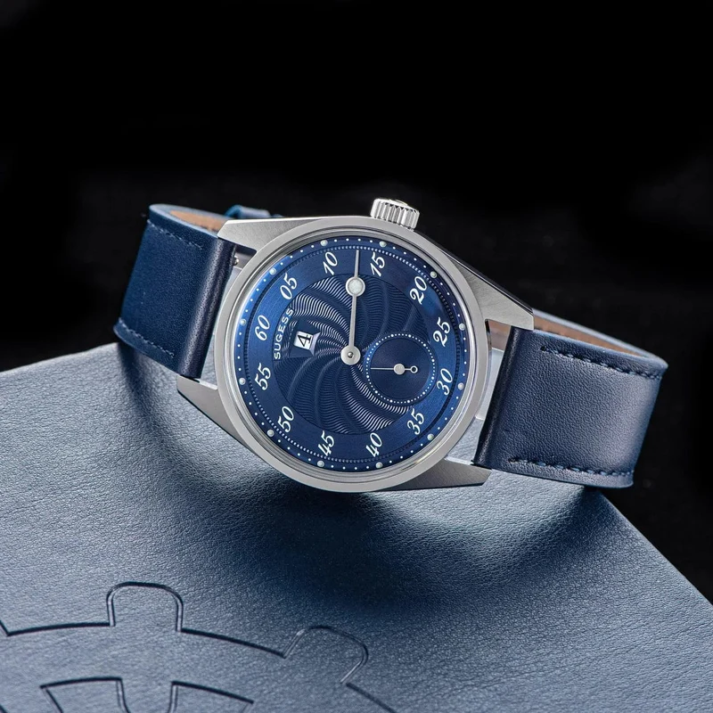 Sugess Herren-Armbanduhr, automatisch, mechanisch, ST1721-Uhrwerk, leuchtend, schlicht, modisch, wasserdicht, Glas, S451, Neu