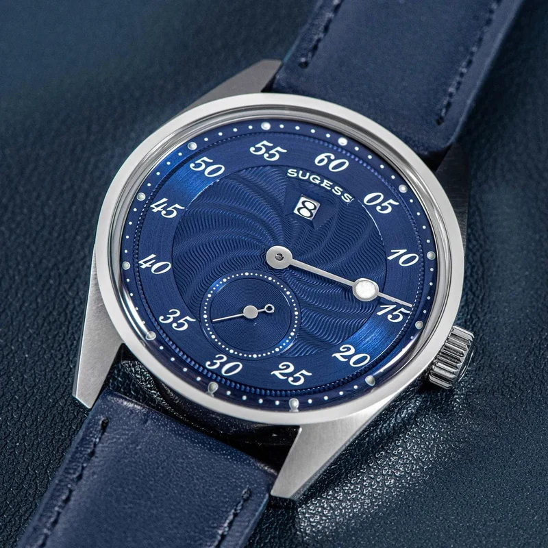 Sugess Herren-Armbanduhr, automatisch, mechanisch, ST1721-Uhrwerk, leuchtend, schlicht, modisch, wasserdicht, Glas, S451, Neu