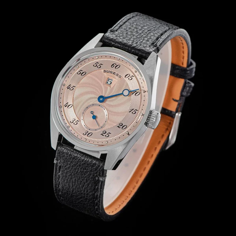Sugess Herren-Armbanduhr, automatisch, mechanisch, ST1721-Uhrwerk, leuchtend, schlicht, modisch, wasserdicht, Glas, S451, Neu