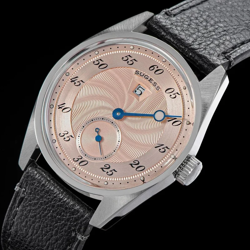 Sugess Herren-Armbanduhr, automatisch, mechanisch, ST1721-Uhrwerk, leuchtend, schlicht, modisch, wasserdicht, Glas, S451, Neu