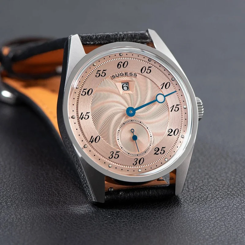 Sugess Herren-Armbanduhr, automatisch, mechanisch, ST1721-Uhrwerk, leuchtend, schlicht, modisch, wasserdicht, Glas, S451, Neu