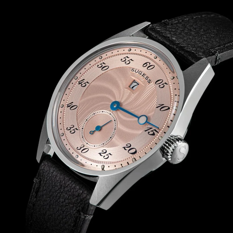 Sugess Herren-Armbanduhr, automatisch, mechanisch, ST1721-Uhrwerk, leuchtend, schlicht, modisch, wasserdicht, Glas, S451, Neu