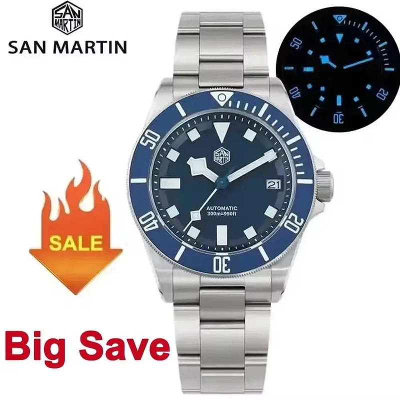 San Martin SN0121T Titan-Taucheruhr NH35 Automatikwerk Uhren Grade2 Titan 120 Click Wasserdicht 300m Armbanduhr