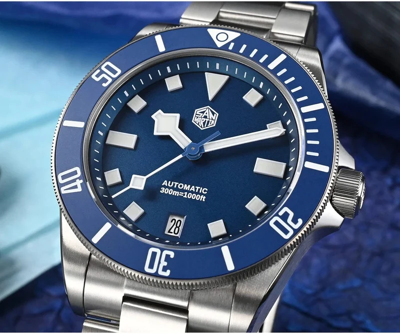 San Martin SN0121T Titan-Taucheruhr NH35 Automatikwerk Uhren Grade2 Titan 120 Click Wasserdicht 300m Armbanduhr