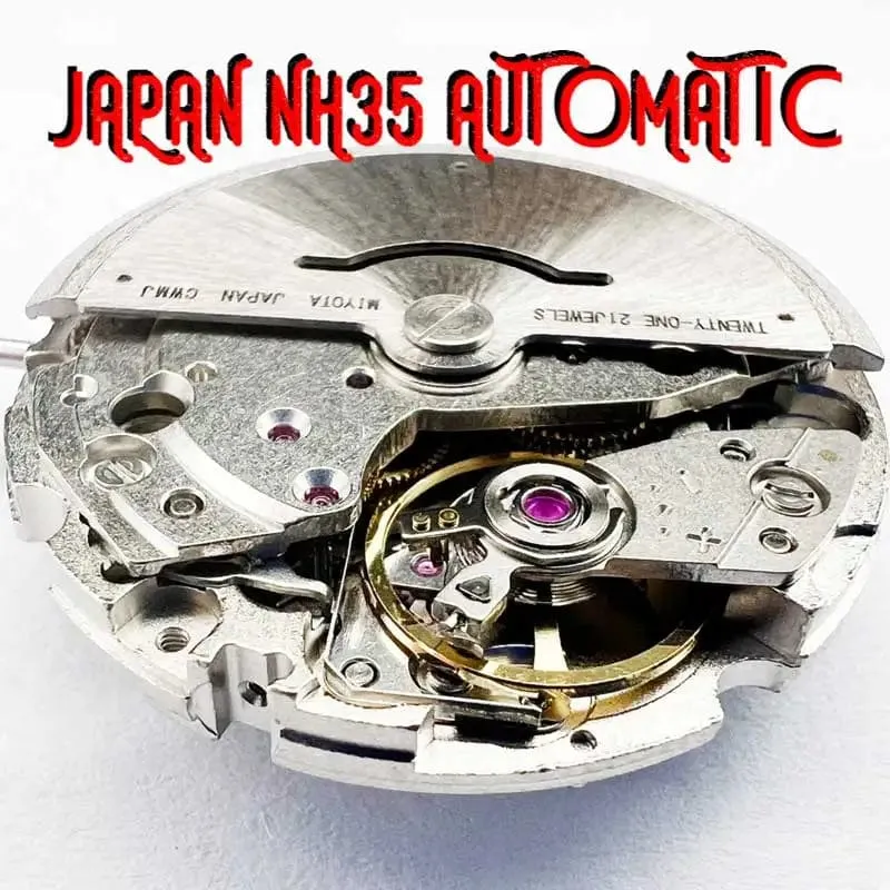 Original japanisches NH35-Automatikwerk, hohe Genauigkeit, 24 Steine, Ersatzuhr, NH35A, weißes Tages- und Datumsset