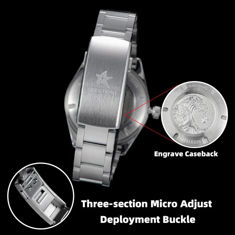S434 Taucheruhr Herren Automatik NH35A Uhrwerk BGW9 Leuchtende mechanische Armbanduhren 20ATM wasserdicht Saphir Faltschließe