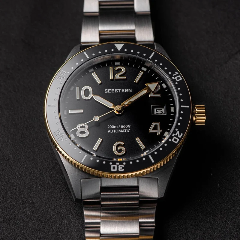 S434 Taucheruhr Herren Automatik NH35A Uhrwerk BGW9 Leuchtende mechanische Armbanduhren 20ATM wasserdicht Saphir Faltschließe