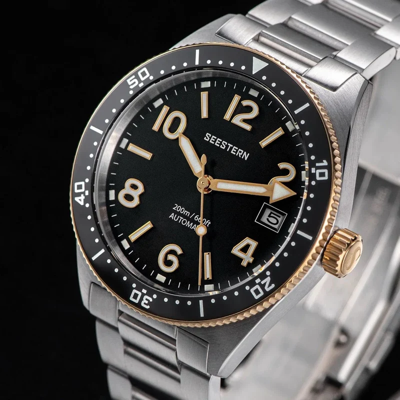 S434 Taucheruhr Herren Automatik NH35A Uhrwerk BGW9 Leuchtende mechanische Armbanduhren 20ATM wasserdicht Saphir Faltschließe