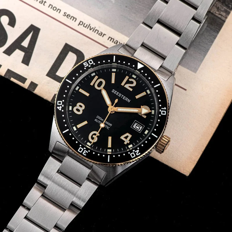 S434 Taucheruhr Herren Automatik NH35A Uhrwerk BGW9 Leuchtende mechanische Armbanduhren 20ATM wasserdicht Saphir Faltschließe