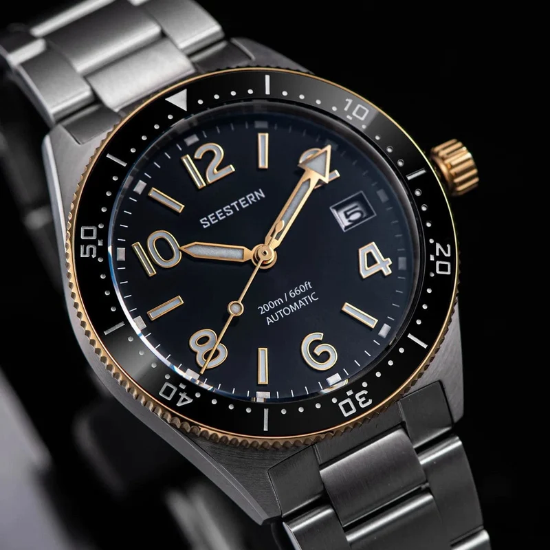 S434 Taucheruhr Herren Automatik NH35A Uhrwerk BGW9 Leuchtende mechanische Armbanduhren 20ATM wasserdicht Saphir Faltschließe