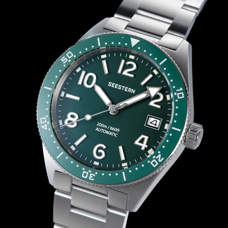 S434 Taucheruhr Herren Automatik NH35A Uhrwerk BGW9 Leuchtende mechanische Armbanduhren 20ATM wasserdicht Saphir Faltschließe