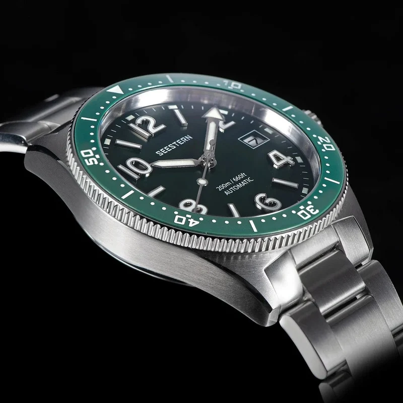 S434 Taucheruhr Herren Automatik NH35A Uhrwerk BGW9 Leuchtende mechanische Armbanduhren 20ATM wasserdicht Saphir Faltschließe