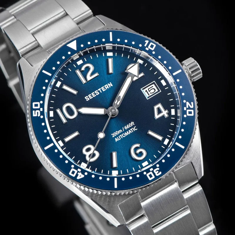 S434 Taucheruhr Herren Automatik NH35A Uhrwerk BGW9 Leuchtende mechanische Armbanduhren 20ATM wasserdicht Saphir Faltschließe