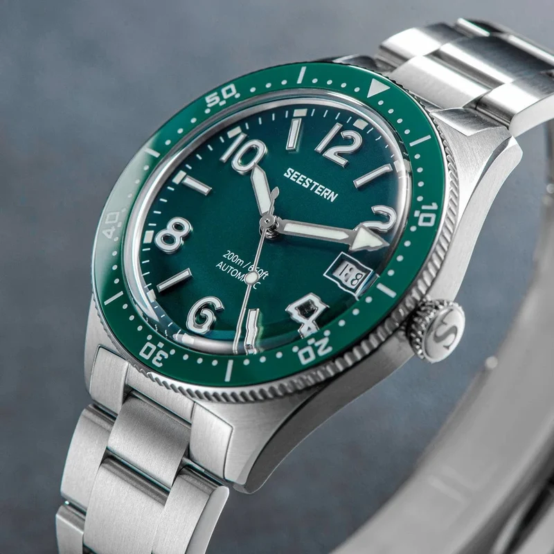 S434 Taucheruhr Herren Automatik NH35A Uhrwerk BGW9 Leuchtende mechanische Armbanduhren 20ATM wasserdicht Saphir Faltschließe