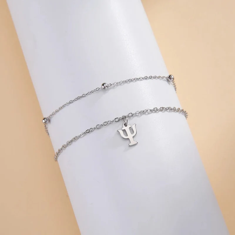 Dawapara Charm-Armband mit griechischen Buchstaben und Alphabet, Psychologie, PSI-Symbol, Mathematik-Symbol, Edelstahlschmuck