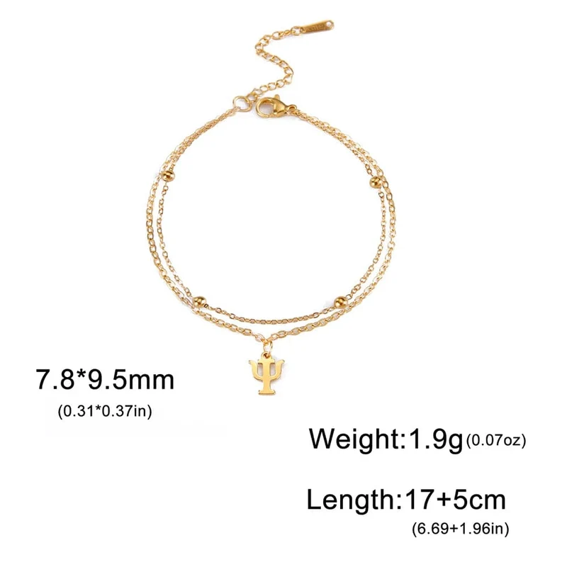Dawapara Charm-Armband mit griechischen Buchstaben und Alphabet, Psychologie, PSI-Symbol, Mathematik-Symbol, Edelstahlschmuck