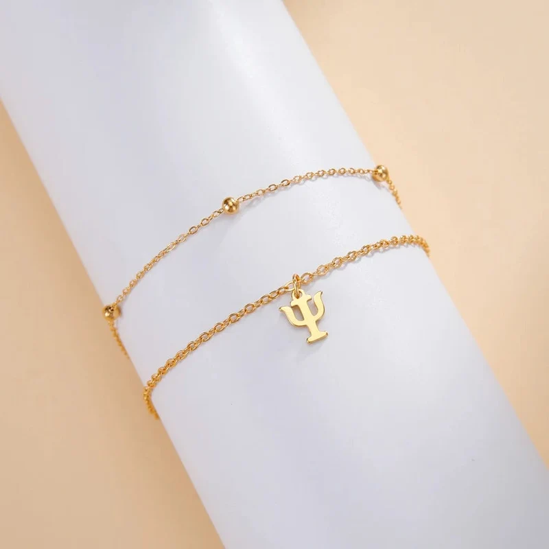 Dawapara Charm-Armband mit griechischen Buchstaben und Alphabet, Psychologie, PSI-Symbol, Mathematik-Symbol, Edelstahlschmuck