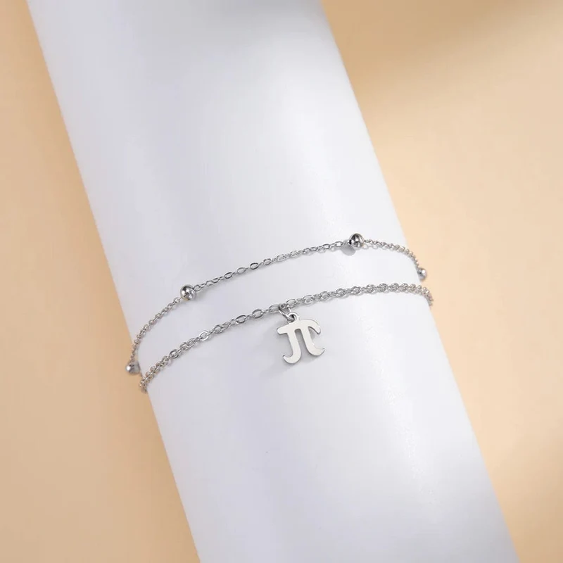 Dawapara Charm-Armband mit griechischen Buchstaben und Alphabet, Psychologie, PSI-Symbol, Mathematik-Symbol, Edelstahlschmuck
