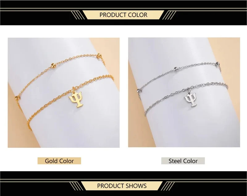 Dawapara Charm-Armband mit griechischen Buchstaben und Alphabet, Psychologie, PSI-Symbol, Mathematik-Symbol, Edelstahlschmuck