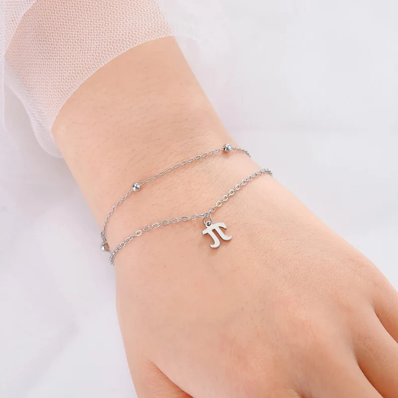 Dawapara Charm-Armband mit griechischen Buchstaben und Alphabet, Psychologie, PSI-Symbol, Mathematik-Symbol, Edelstahlschmuck