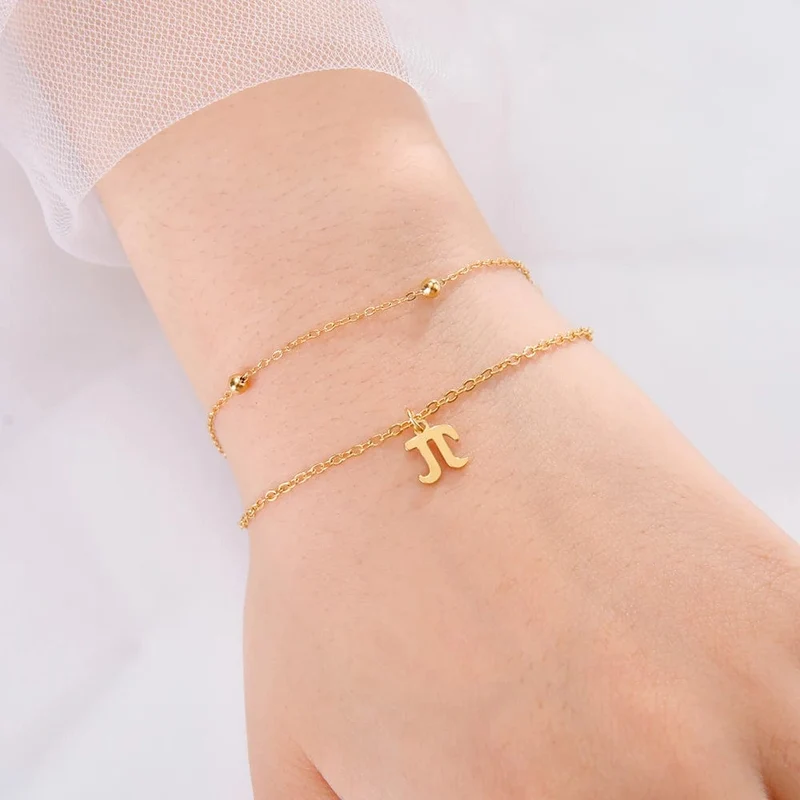 Dawapara Charm-Armband mit griechischen Buchstaben und Alphabet, Psychologie, PSI-Symbol, Mathematik-Symbol, Edelstahlschmuck