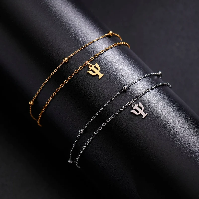 Dawapara Charm-Armband mit griechischen Buchstaben und Alphabet, Psychologie, PSI-Symbol, Mathematik-Symbol, Edelstahlschmuck