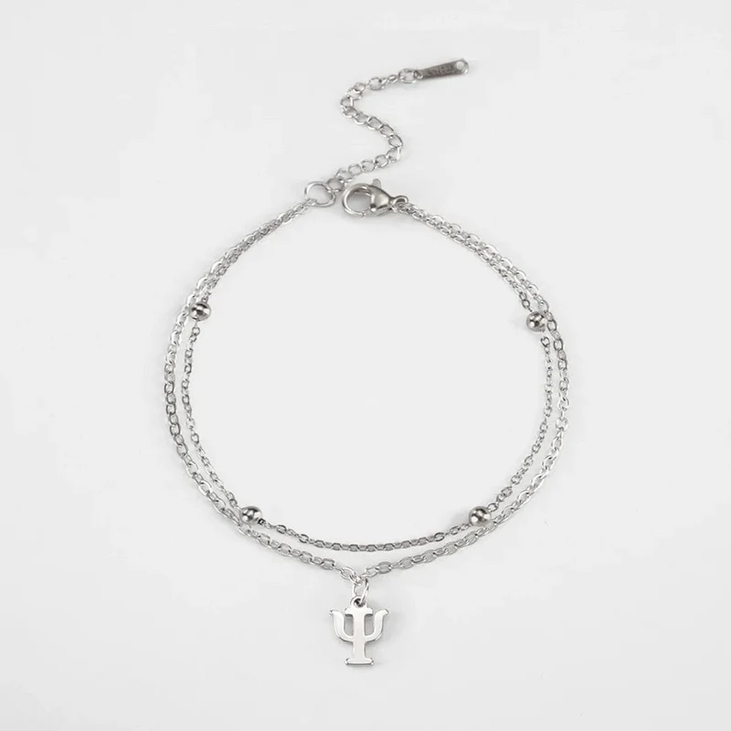 Dawapara Charm-Armband mit griechischen Buchstaben und Alphabet, Psychologie, PSI-Symbol, Mathematik-Symbol, Edelstahlschmuck
