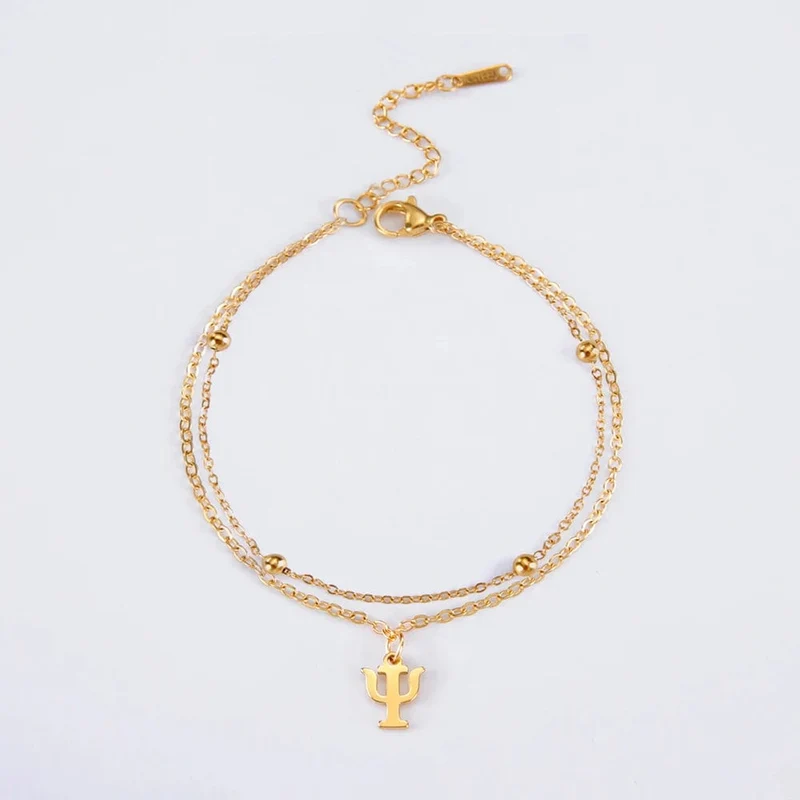 Dawapara Charm-Armband mit griechischen Buchstaben und Alphabet, Psychologie, PSI-Symbol, Mathematik-Symbol, Edelstahlschmuck