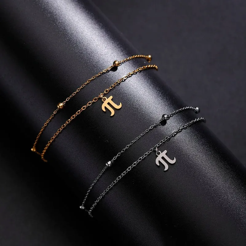 Dawapara Charm-Armband mit griechischen Buchstaben und Alphabet, Psychologie, PSI-Symbol, Mathematik-Symbol, Edelstahlschmuck