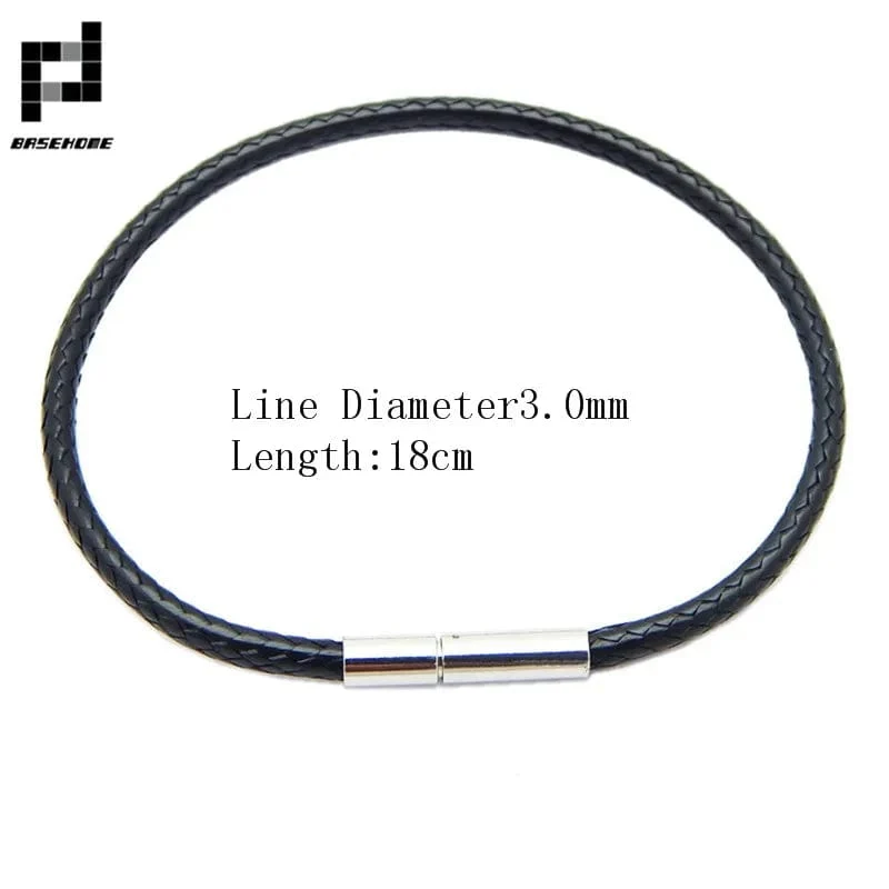 1.5/2/3mm Schwarz Rot Armband Edelstahl Verschluss Für Frauen Mann Paar Leder String Homme Hand Gewinde männlichen Schmuck Trendy