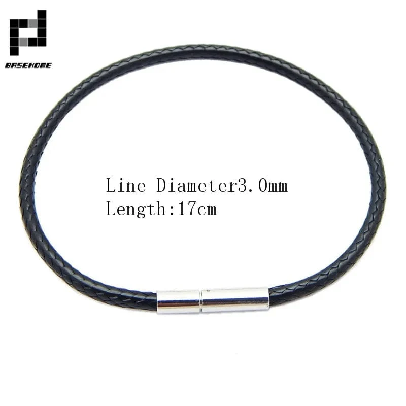 1.5/2/3mm Schwarz Rot Armband Edelstahl Verschluss Für Frauen Mann Paar Leder String Homme Hand Gewinde männlichen Schmuck Trendy