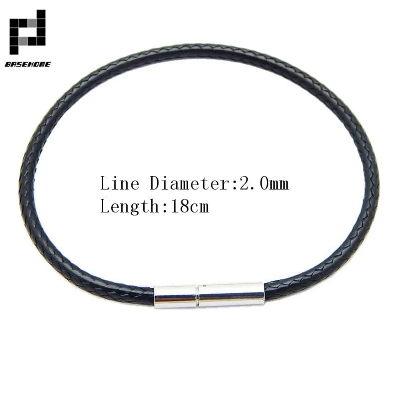 1.5/2/3mm Schwarz Rot Armband Edelstahl Verschluss Für Frauen Mann Paar Leder String Homme Hand Gewinde männlichen Schmuck Trendy