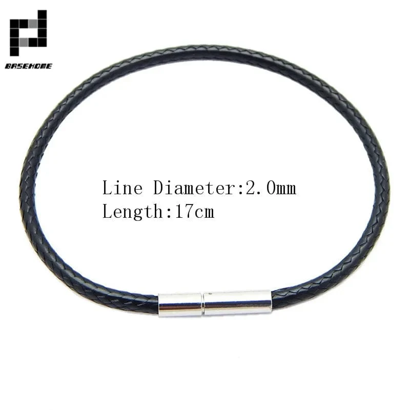 1.5/2/3mm Schwarz Rot Armband Edelstahl Verschluss Für Frauen Mann Paar Leder String Homme Hand Gewinde männlichen Schmuck Trendy