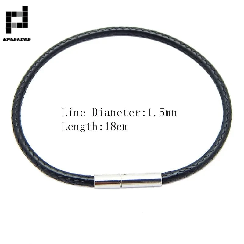 1.5/2/3mm Schwarz Rot Armband Edelstahl Verschluss Für Frauen Mann Paar Leder String Homme Hand Gewinde männlichen Schmuck Trendy