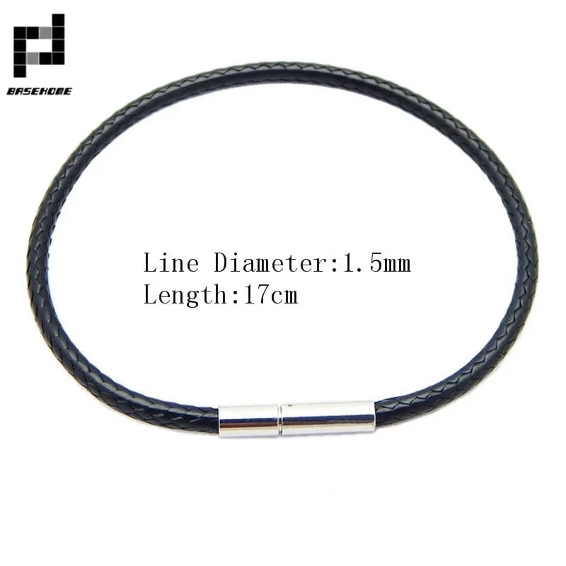 1.5/2/3mm Schwarz Rot Armband Edelstahl Verschluss Für Frauen Mann Paar Leder String Homme Hand Gewinde männlichen Schmuck Trendy