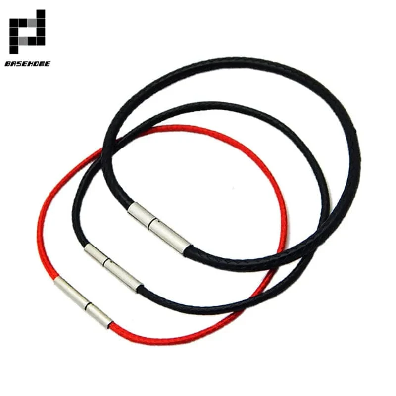 1.5/2/3mm Schwarz Rot Armband Edelstahl Verschluss Für Frauen Mann Paar Leder String Homme Hand Gewinde männlichen Schmuck Trendy