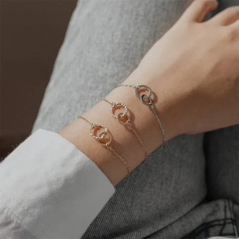 eManco Damen-Armband, trendig, dünn, 316 Edelstahl, minimalistische Kettenarmbänder für Frauen, Armband mit verstellbarer Länge