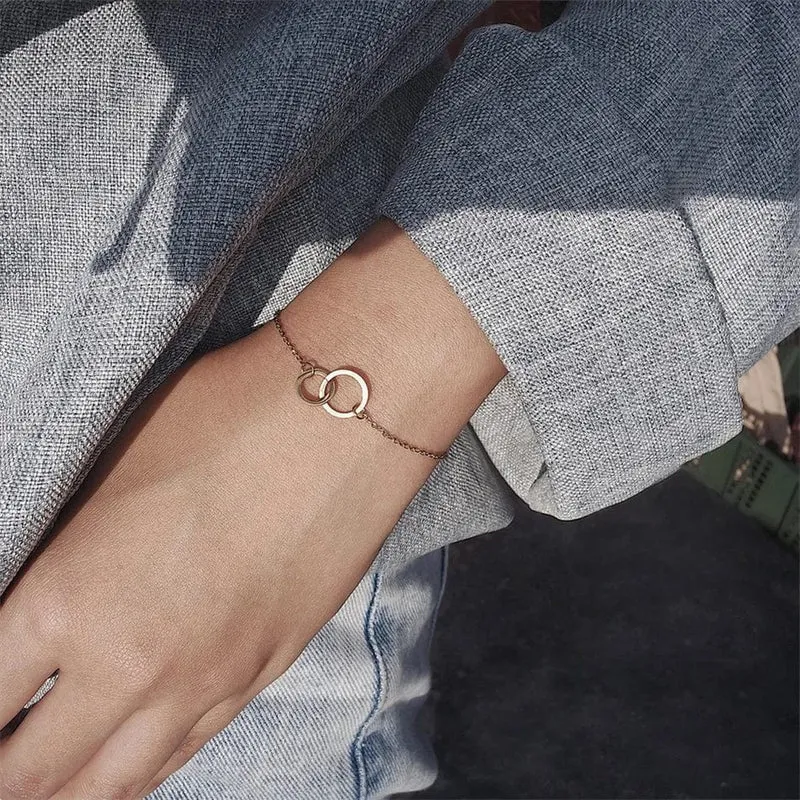 eManco Damen-Armband, trendig, dünn, 316 Edelstahl, minimalistische Kettenarmbänder für Frauen, Armband mit verstellbarer Länge