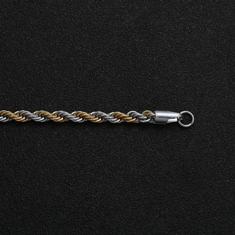 Neues Edelstahl-Halbgold-Silber-Farben-Twist-Kettenarmband für Männer und Frauen Kpop-Schmuckgeschenk