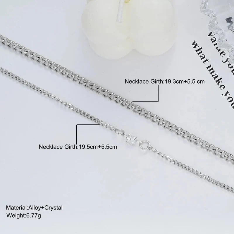 2-teiliges schlichtes, modisches Armband-Set aus Edelstahl für Paare, Unisex, Frauen und Männer, Liebhaber, Kristallherz, silbrige Kette, Armbänder, Schmuck