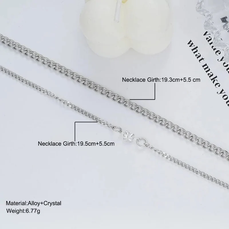 2-teiliges schlichtes, modisches Armband-Set aus Edelstahl für Paare, Unisex, Frauen und Männer, Liebhaber, Kristallherz, silbrige Kette, Armbänder, Schmuck