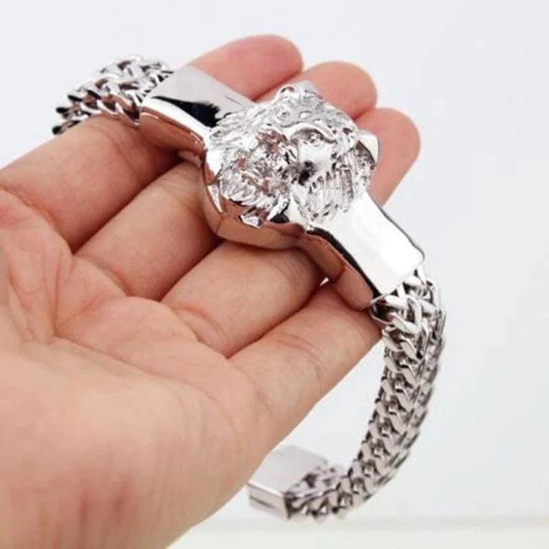 Geflochtenes zweireihiges Metallarmband aus Edelstahl, geeignet für Männer und Mädchen, personalisierter Hip-Hop-Rock-Party-Punk-Schmuck
