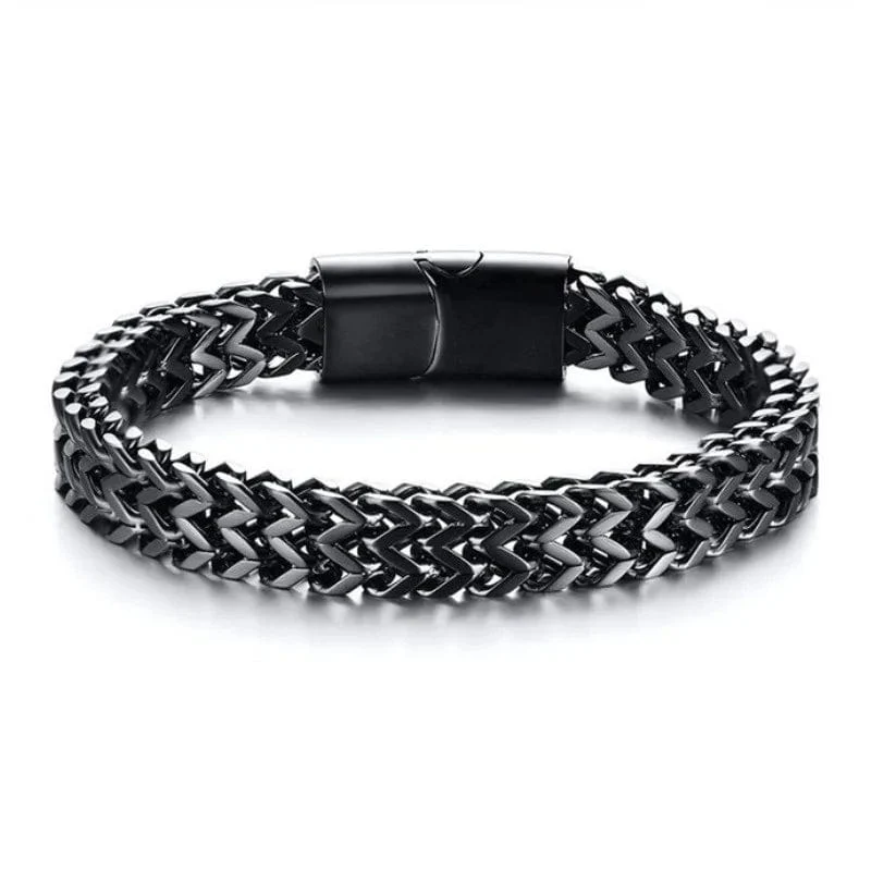 Geflochtenes zweireihiges Metallarmband aus Edelstahl, geeignet für Männer und Mädchen, personalisierter Hip-Hop-Rock-Party-Punk-Schmuck